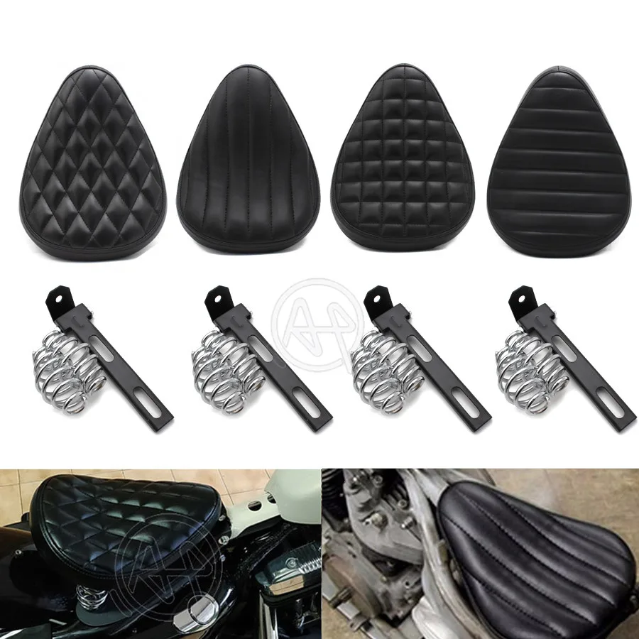 1pcs Motorcycle Roll Leather Solo Seat & 3