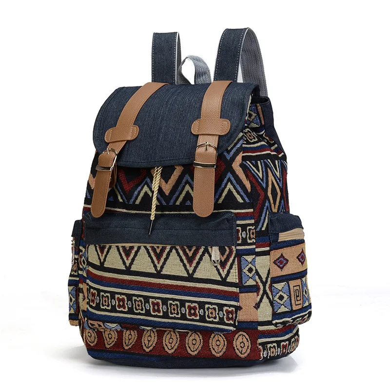 Bohemian Backpack Schoolbag Rugzak Back Pack Bag Pack Rucksack Ethnic Backpacks High Quality Women Canvas Vintage Backpack