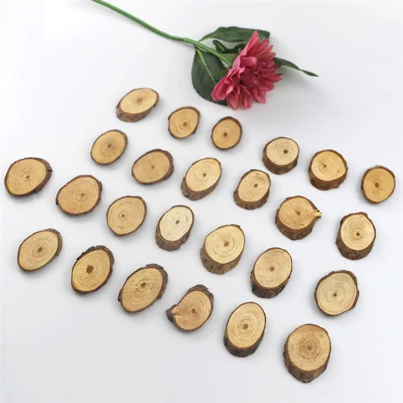 25 pcs Craft Supplies 6cm Oval Wooden Slices Unpainted DIY Decorationsationsations Wood Cutouts Pieces Embellishments Ornament