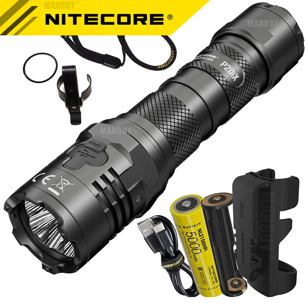 Genuine NITECORE P20iX 4000Lms CREE XP-L2 V6 4LED Rechargeable Tactical Flashlight 5000mAh NL2150HPi 21700 Battery Outdoor