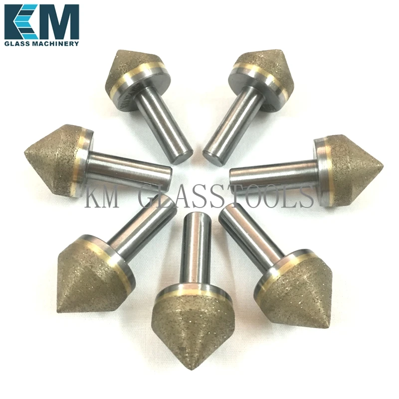 Free Shipping!Diameter 10mm~80mm,Straight shank Diamond countersink complete cone for glass arrissing.Customized products.