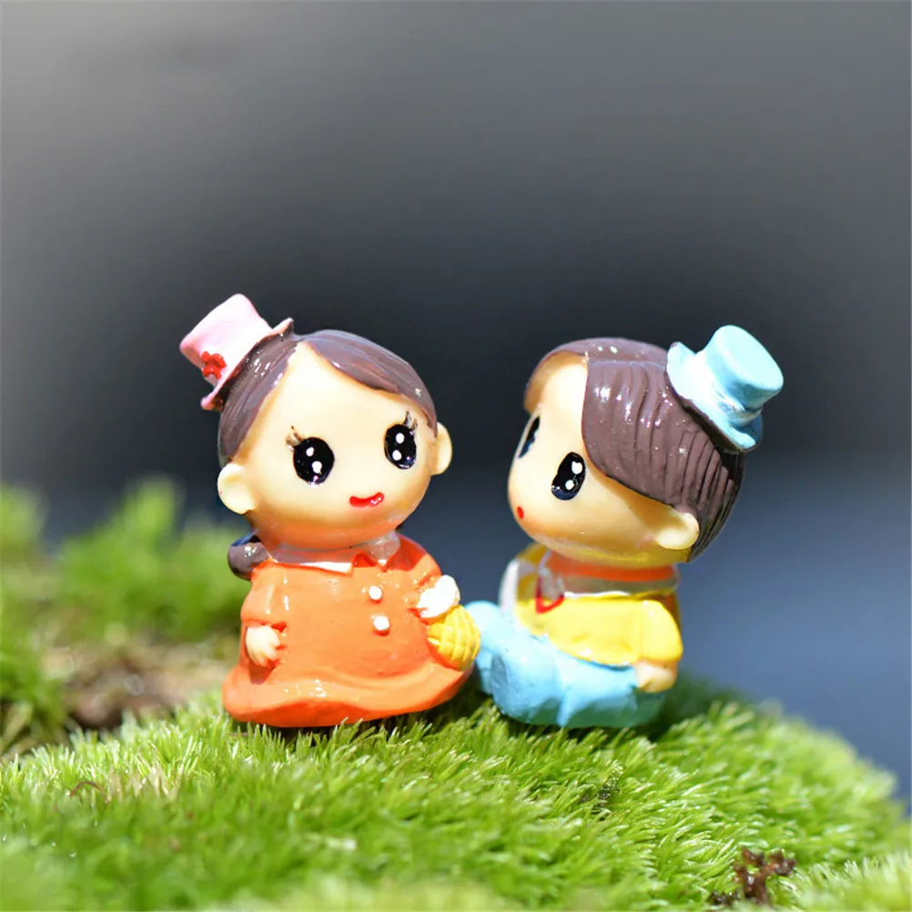 1set Mini Stool Couples Dolls Figurine Fairy Garden Miniatures Decor Dollhouse/Terrarium Figures Figurine DIY Micro Decor