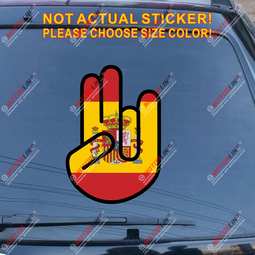 Shocker Hand Spanish Flag Spain Decal Sticker Car Vinyl Reflective Glossy