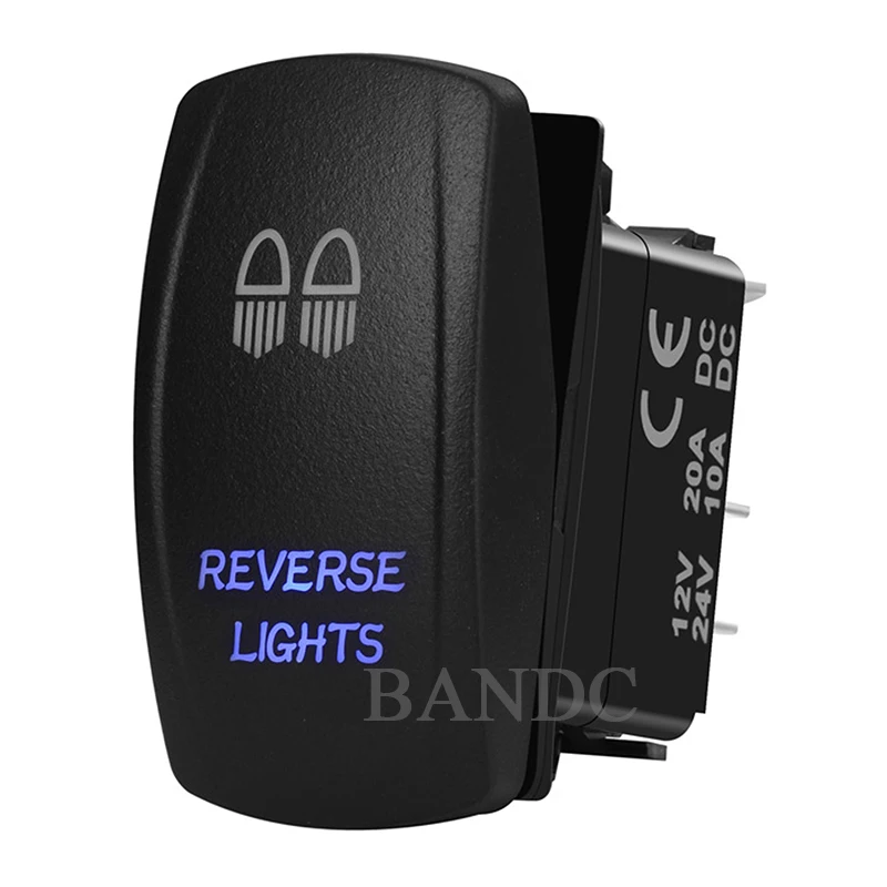 Car Boat REVERSE LIGHTS Rocker Switch Laser-Etched On-Off SPST Blue Led Light for the ARB/Carling/NARVA 4x4 Style, Auto Parts