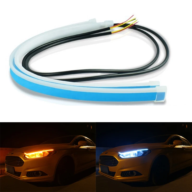 

2x Led Light Strip DRL Daytime Running Light Flowing Turn Signal lamp Auto Headlights Decorative Bulb Day light 12V For The Car