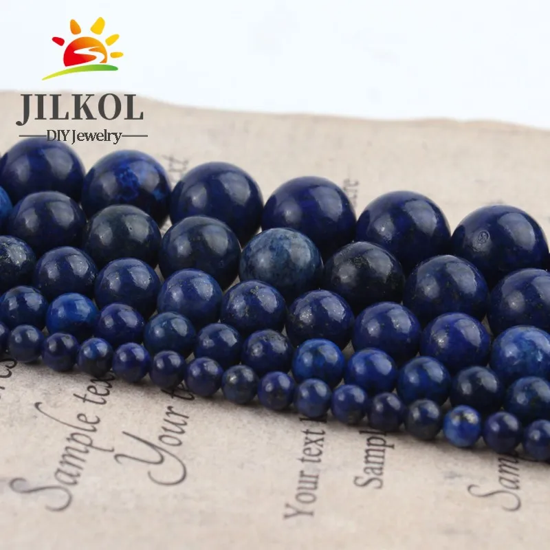 Natural Lapis Lazuli Round Loose Beads 4 6 8 10 12mm Diy Bracelet Necklace Fashion Jewelry Making Holiday Gift 15inche