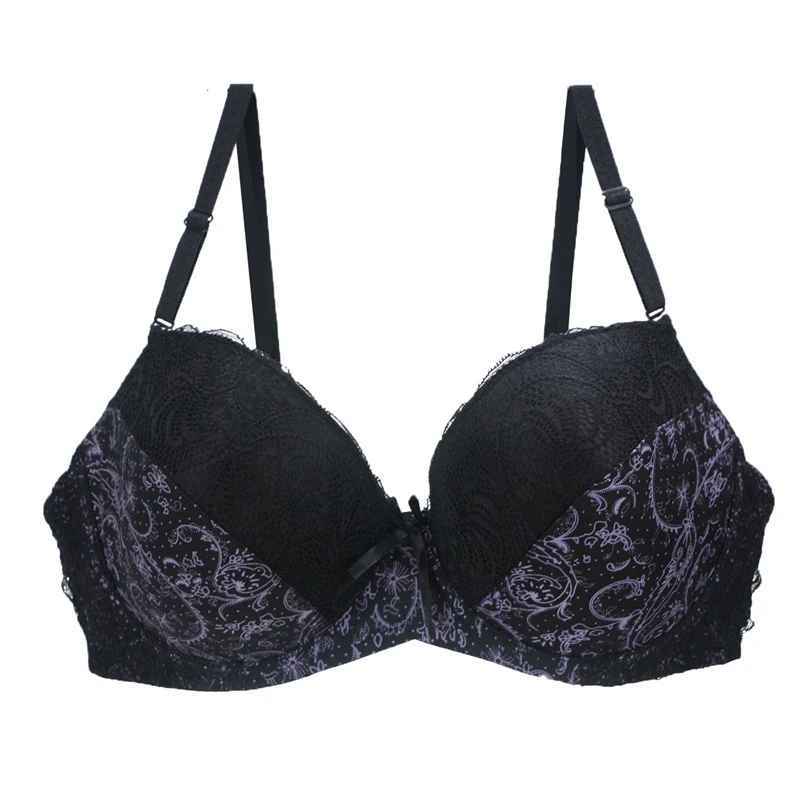 New Sexy Lace Push Up Bras For Women Plus Size Female Plunge Bow Floral Lingerie D DD EF Full Cup Brassiere