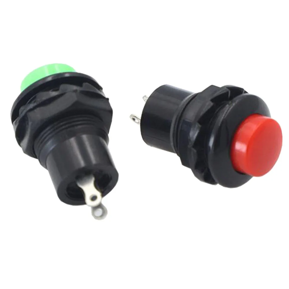 10 PCS 12MM Small Round Button DS-313 2 Pin Reset without Lock, Jog Power Button Switch Red/Green