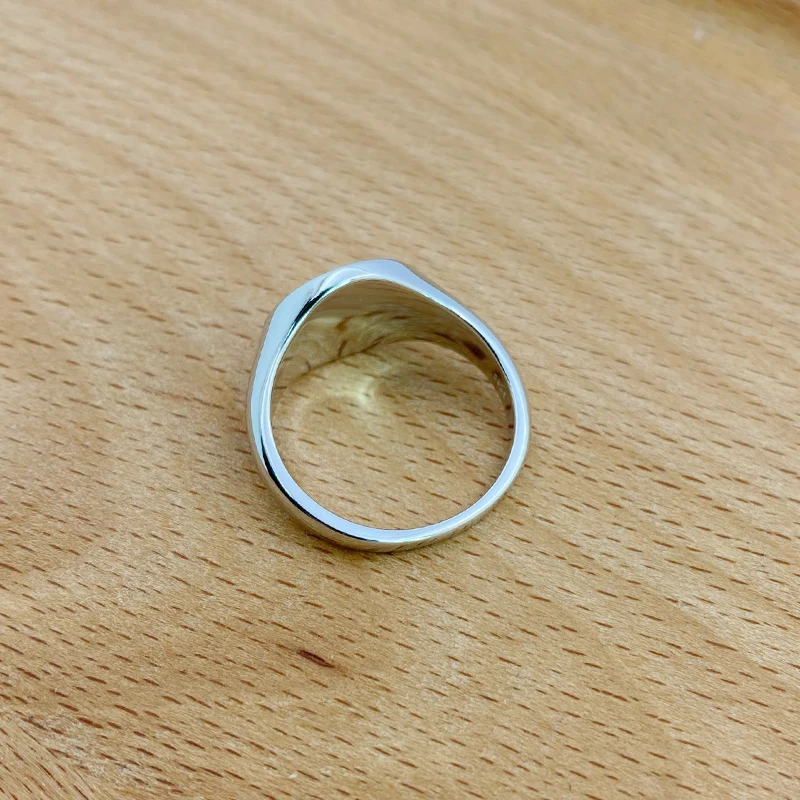 Custom Engravable Solid  925 Sterling Silver Signet Rings Mens Wedding Band Personalize Anniversary Jewelry Gift for VIP Link