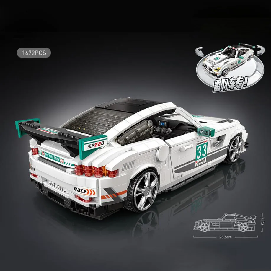 1:18 Scale Benz Super Sport Car WRC GT Mini Block Vehicle Racing Model Building Bricks Assemble Toys Collection For Boy Gifts