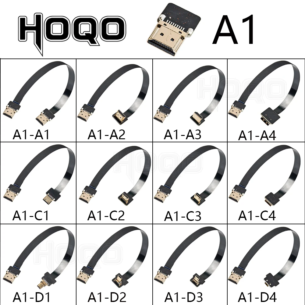 A1 ultra cienki płaski kabel fpv kompatybilny z HDMI elastyczny przewód taśmowy mini hdmi do micro hdmi 30 cm krótki fpc ffc