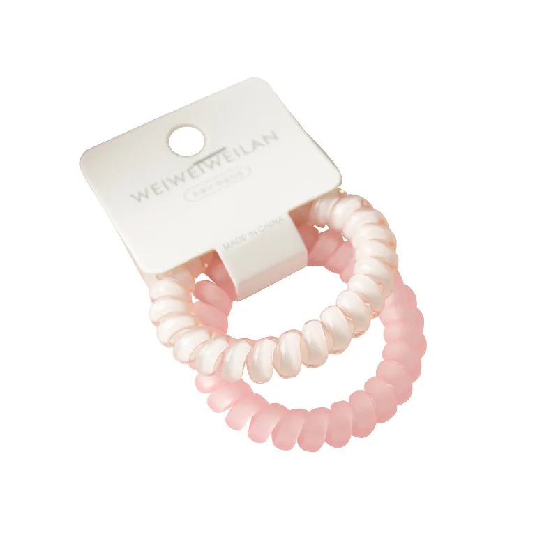 2 piece cards of super sweet candy color transparent frosted phone line hair ring simple and seamless bracelet hair accessory