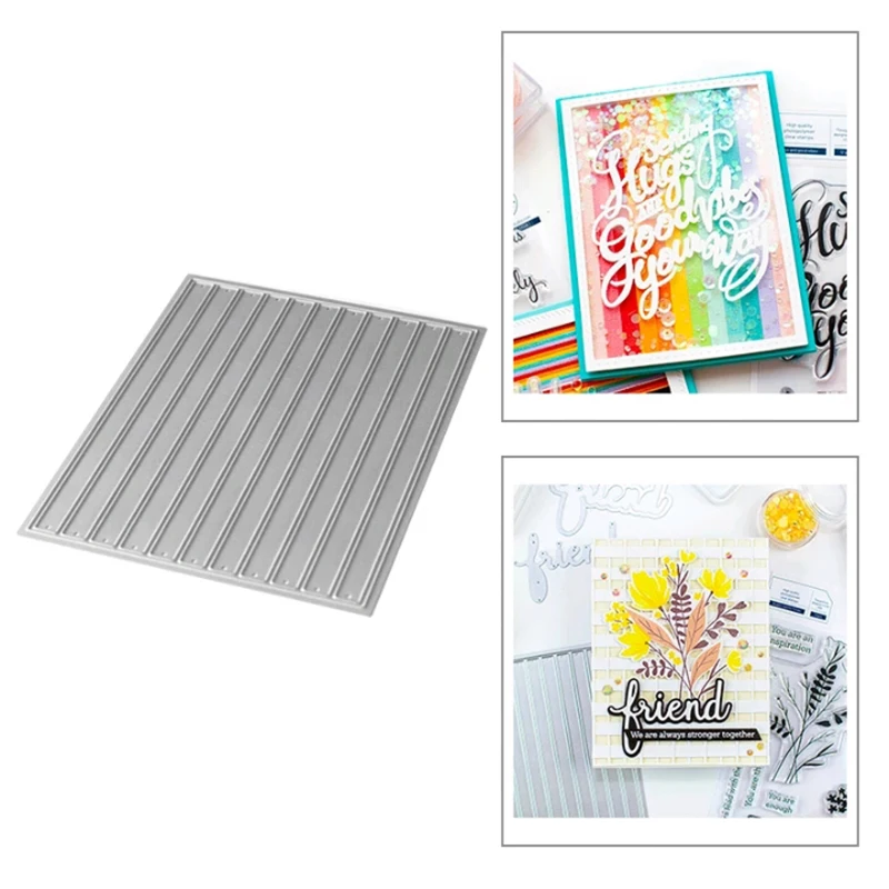 New Arrival Rainbow Stripe Background Metal Cutting Dies for 2023 DIY Scrapbooking Rectangle Frame Stencils Card Making