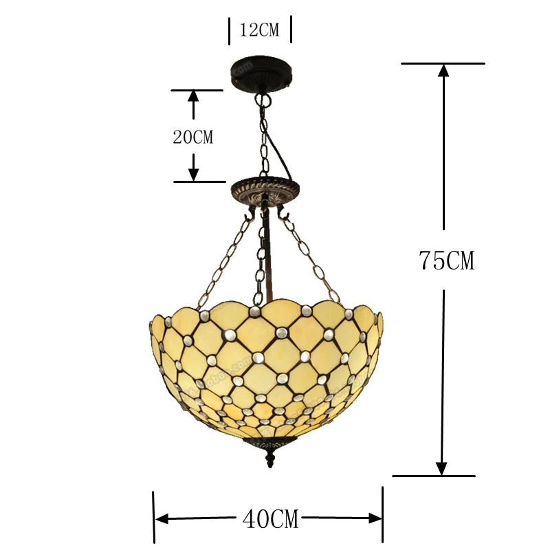 40CM Anti-retro Minimalist Chandelier Crystal Beads Tiffany Glass Lighting Bar Lamps Bedroom Living Room European-style