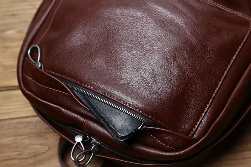 NZPJ Leder herren Rucksack Europäischen und Amerikanischen Mode Reisetasche Vintage Kopf Erste Schicht Rindsleder Freizeit Rucksack – Detail 12