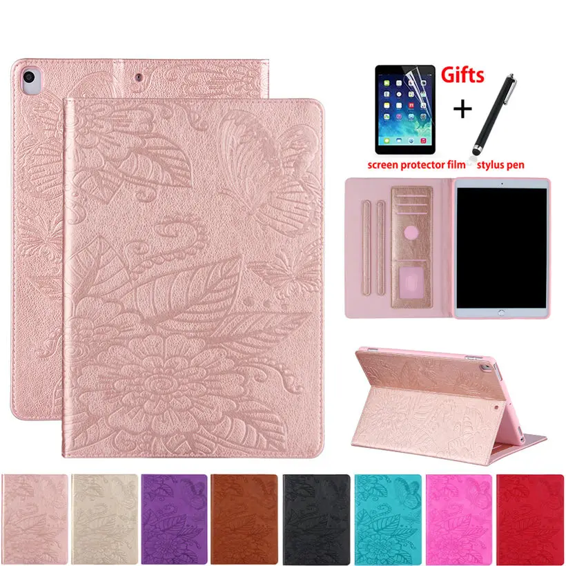 

Embossing Case For iPad 9.7 2018 2017 6th 5th Generation Cover Funda For iPad Air 1 2 Pro 9.7 Flower Leather Shell Coque +Gift