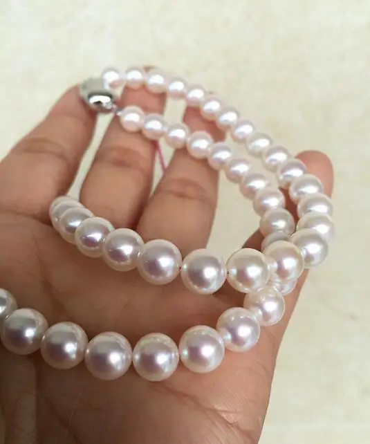 HOT SELL Eternal Women GiftSterling  real Japan Akoya natural seawater pearl round round flawless 9-10M