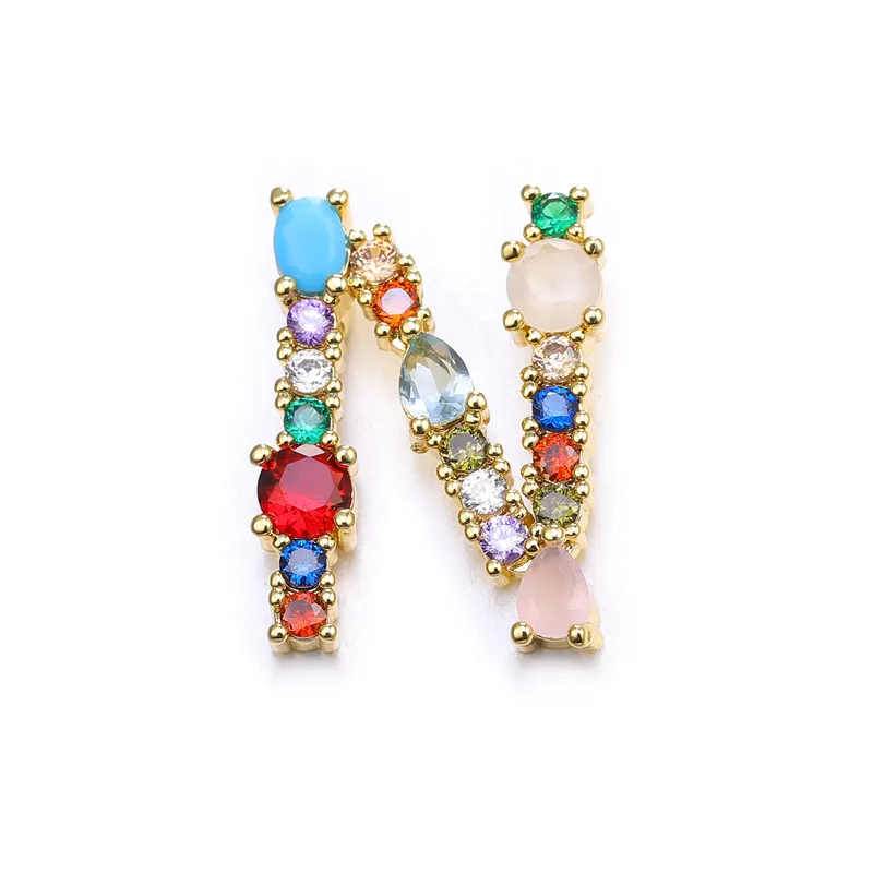 Juya handgefertigte 18K vergoldete Regenbogenkristalle, Opal-Edelsteine, 26 Alphabetbuchstaben, Anfangsbuchstaben-Anhänger für DIY-Namensschmuckherstellung – Detail 20