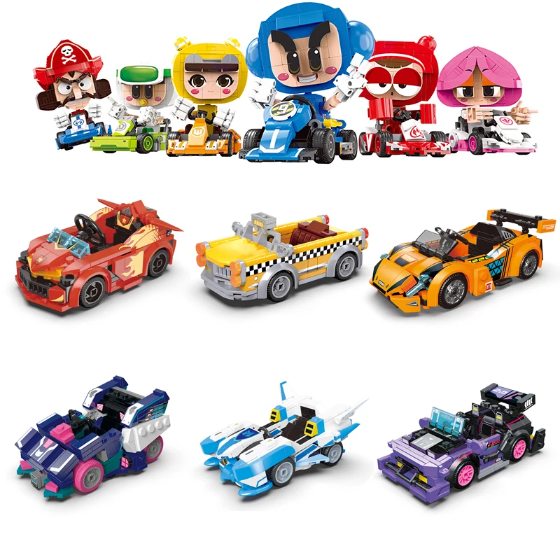 

Kart Racing Series Bricks Toys Victory Team GT3 Universal Marathon ATLAS Iapetos Building Blocks 6 in 1 Mini Cars Model Kit A