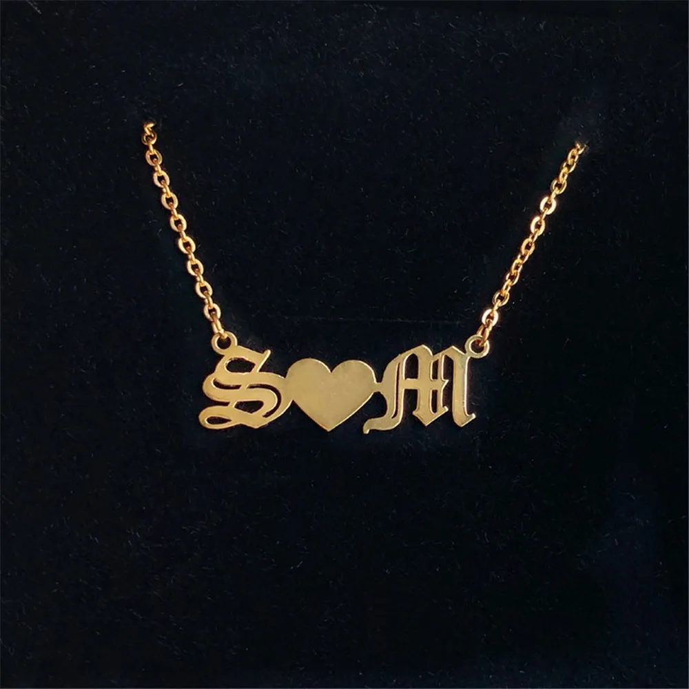 Custom Tow Name Necklaces Personalised Stainless Steel Chain Personalizado Heart Necklace Jewelry For Women Friendship Gift