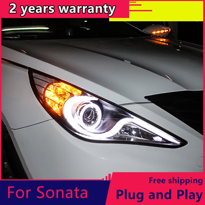 Car Styling for Hyundai Sonata Headlight 2011 2012 2013 2014 Sonata 8 LED Headlight DRL Bi Xenon Lens High Low Beam Parking Fog