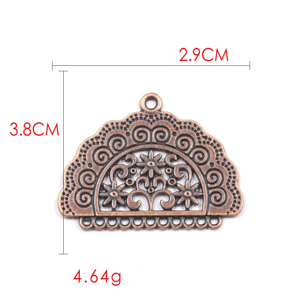 12 Stück gemusterte, fächerförmige Verbindungsstücke für Ohrringe, Anhänger, DIY-Ohrring-Charms – Detail 1