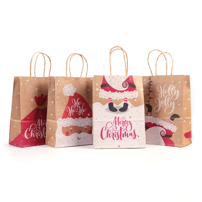 5/10pcs Kraft Paper Gift Bags Santa Claus Tree Christmas Candy Cookie Packaging Bag Boxes Natal 2025 New Year Navidad Home Decor