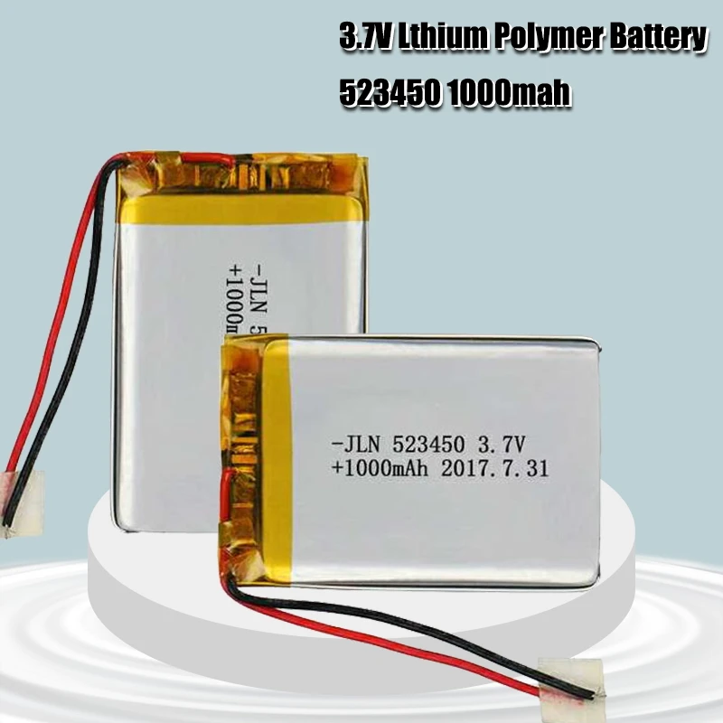 3.7V 1000mAh 523450 polímero de lítio recarregável bateria Li-ion para Smart Phone DVD MP3 MP4 Led lâmpada