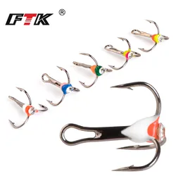 FTK Winter Ice Fishing Triple Fishing Hook Set Size 6#/8#/10#12# High Carbon Steel for Carp Fishing Hooks Japan