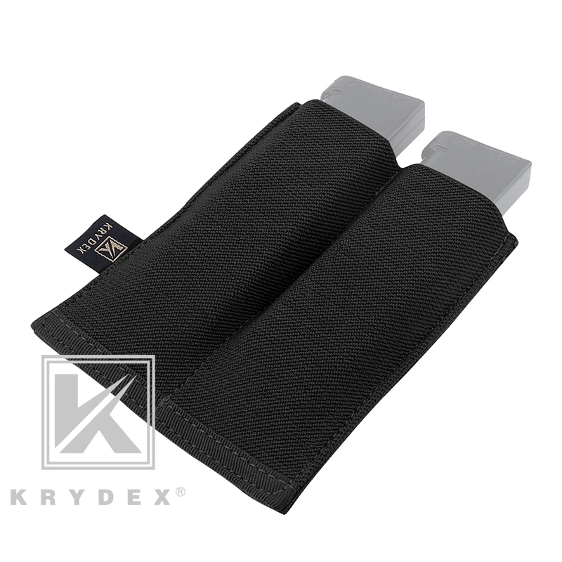 KRYDEX Tactical Double Magazine Pouch High Speed Fast Draw MOLLE PALS Open Top 9mm.45 Mag Pouch Holster For Shooting Hunting BK