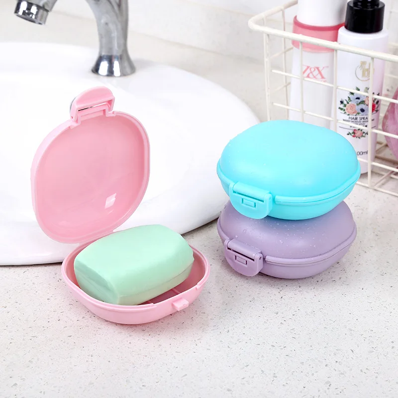 1PC Portable Travel Soap Case Plastic Soild Color Waterproofsoap Box With Cover Soap Box Bathroom Gadgets Soap Saver Soap Dish