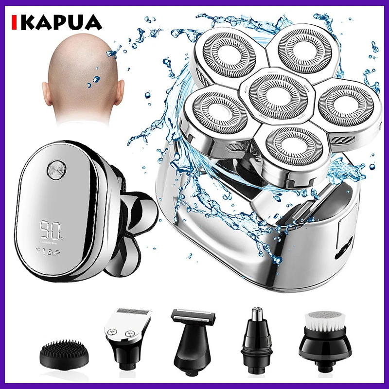 6 Blade Powerful Digital Display Electric Shaver Hair Trimmer Beard Electric Razor Wet Dry Facial Body Balds Shaving Machine Kit