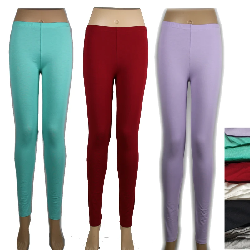 Solid Candy Color Leggings For Women Modal Cotton Skinny Jeggings Large Size Tight Pants Red Purple Pink Girl Black 6XL 5XL XS