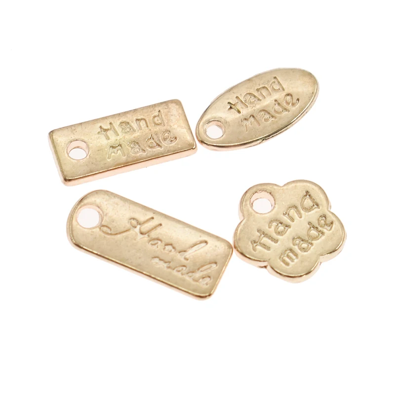 100pcs Gold Color Handmade Metal Labels For Coat Garment Bags Shoes DIY Craft Quilting Tags Decoration Accessories