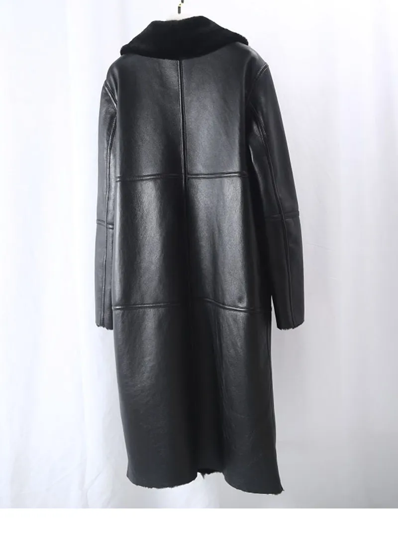 Abrigo de piel auténtica para mujer, Chaqueta larga de piel de oveja Merina Natural, ropa de calle gruesa y cálida, invierno, 2022