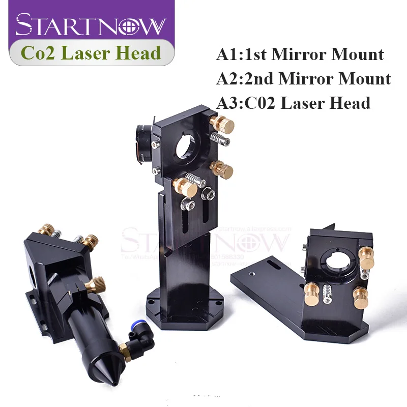 Startnow CO2 Laser Head Set with Laser Path Calibrating Device Dia.20/Lens FL 50.8 & 101.6mm D25/Mirror Integrative Mount Holder