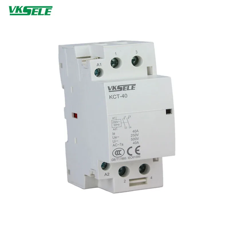 Modular Contactor KCT Series 2 pole 4 pole 3 pole single phase 220VAC 10A 16A 20A 25A 32A 40A 63A 100A household contactor