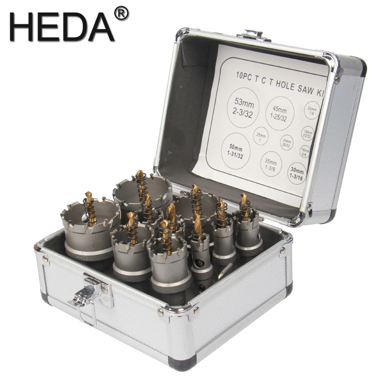 HEDA Tools TCT Tungsten Carbide Tipped Hole Saw Cutter Drill Bit Set For Metal Working Thick Stainless Steel