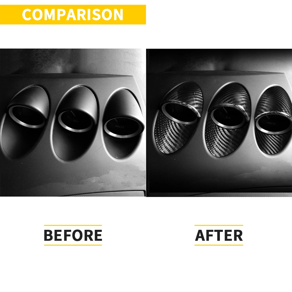 닛산 350Z Z33 용 리얼 탄소 섬유 내부 게이지 포드 트림 커버, 대시 포인터 스티커 장식 액세서리