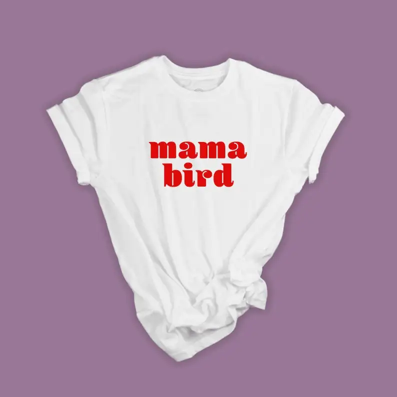 Skuggnas Mama Bird Funny Graphic T-Shirt Mummy Shirt Fashion Mama t shirt Cute Mom Top New Mummy Gift Boho Mama T shirt