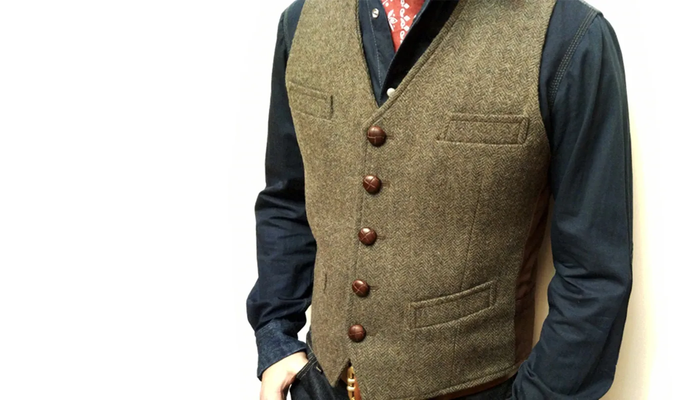 Men\'s Blazer Vest Tweed Suit Classic Elegant Medieval Victorian Waistcoat Groom\'s Tight Wedding Dress Vintage Gilet Steampunk