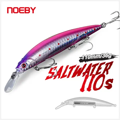 NOEBY 싱킹 미노우 낚시 미끼, 워블러 저크베이트, 인공 하드 미끼, 농어 해수 태클, 낚시 미끼, 110mm, 32g