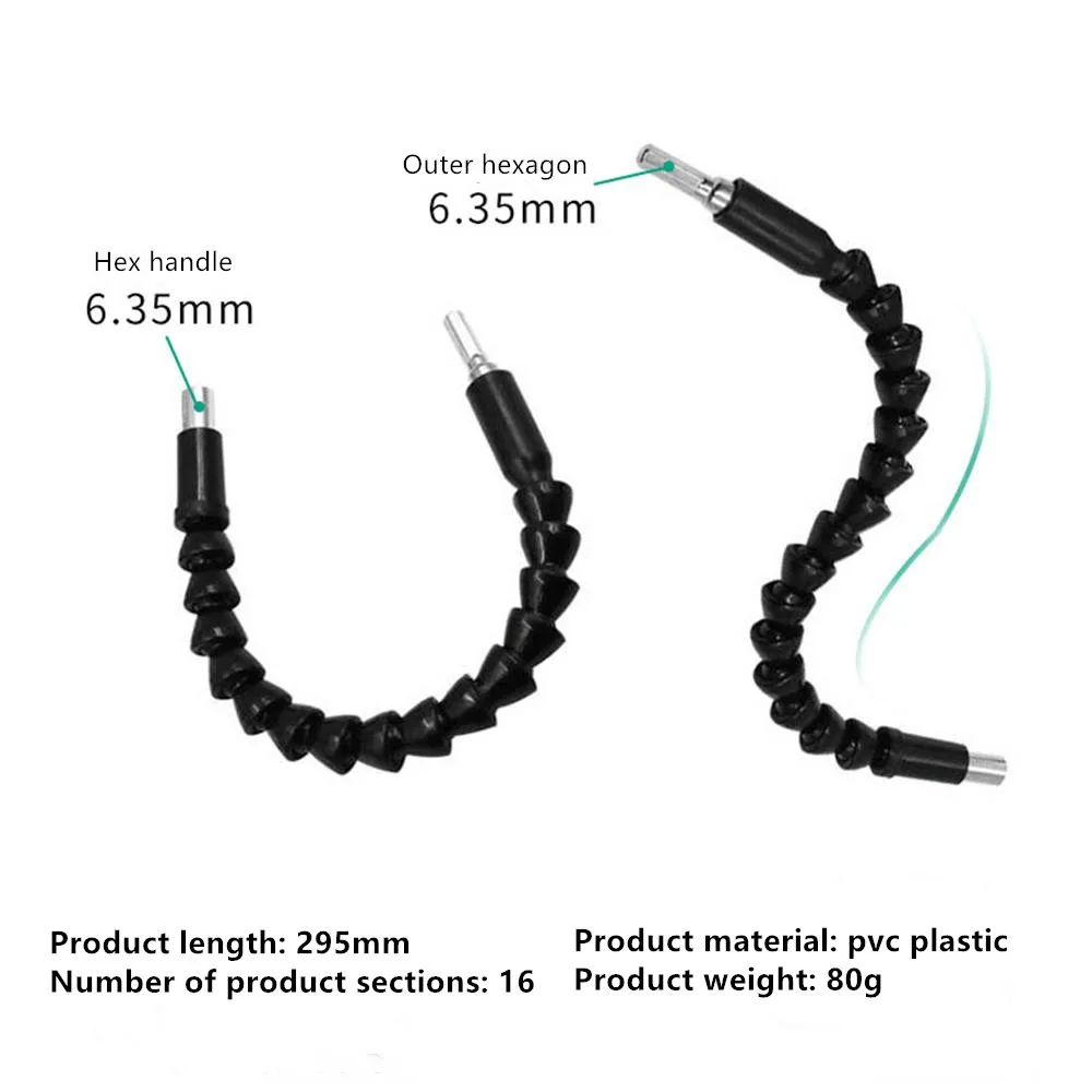 Tournevis à arbre flexible de 295mm, anneau de connexion pour support de foret électronique 1/4 6.35mm