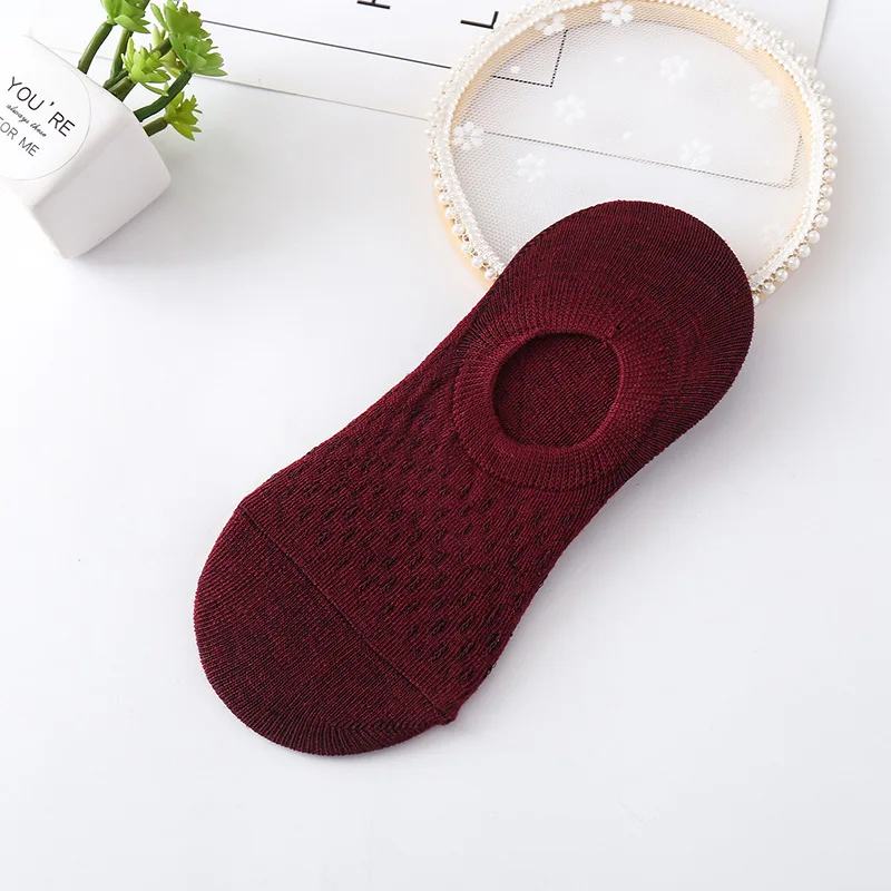 10-teiliges 5-Paar Damen-Socken-Hausschuhe-Set, einfarbig, unsichtbare Bootssocken, atmungsaktiv, rutschfest, Silikon, keine Show, kurze Söckchen – Detail 7