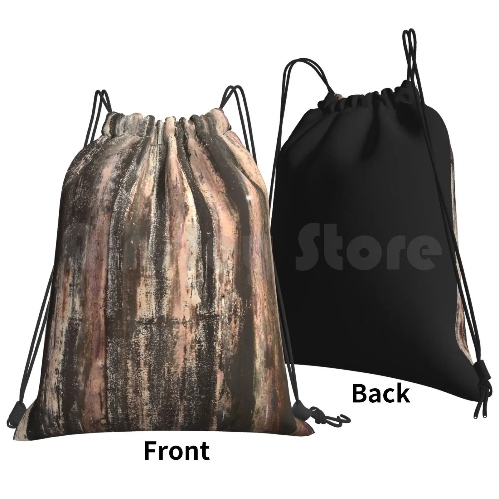 Rusted Corrugated Metal Texture Backpack Drawstring Bags Gym Bag Waterproof Corrugated Metal Rust Rusty Rusted Industrial