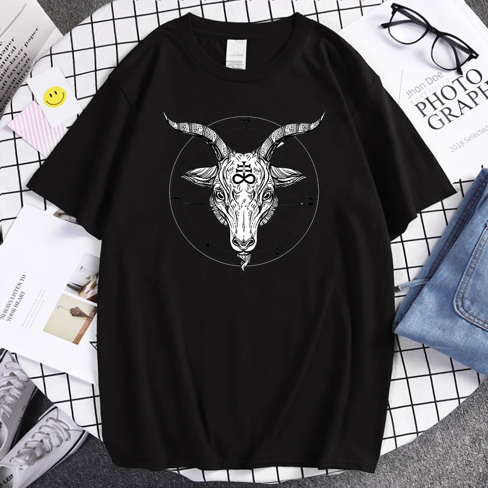 Satan Adversary Fallen Angels Printing T-Shirt Crewneck Loose Tee Shirts Oversized Soft Mans Tshirt Summer Vintage T Shirts Man