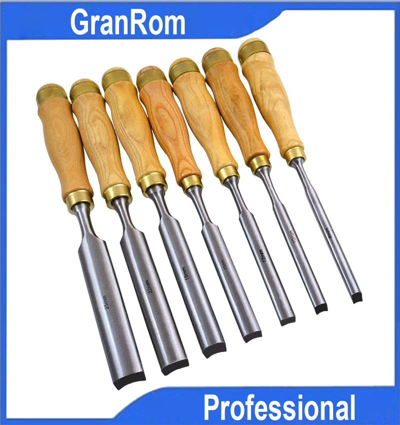 

Chisel with Wooden Handle Wood Chisel Set Slotting Chisel Wood Carving Knife 7pcs/Set Gouges Woodworking Tool Suite