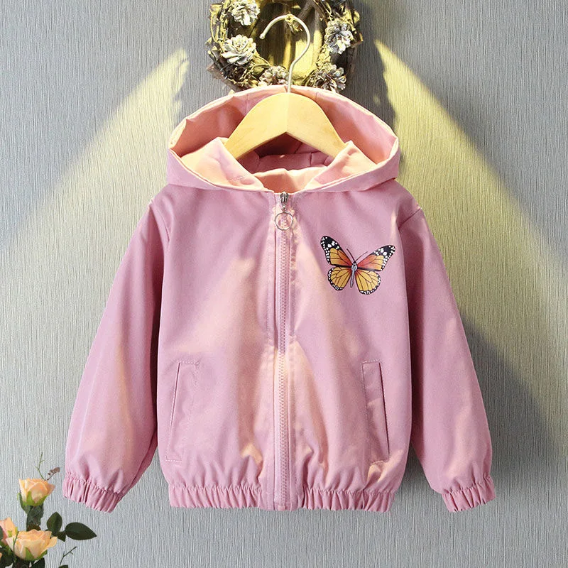 2 3 4 5 6 7 8 9 10 Year Butterfly Girls Jacket Autumn Hooded Zipper Windbreaker Coat  Casual Unicorn Boys Outerwear Kids Clothes