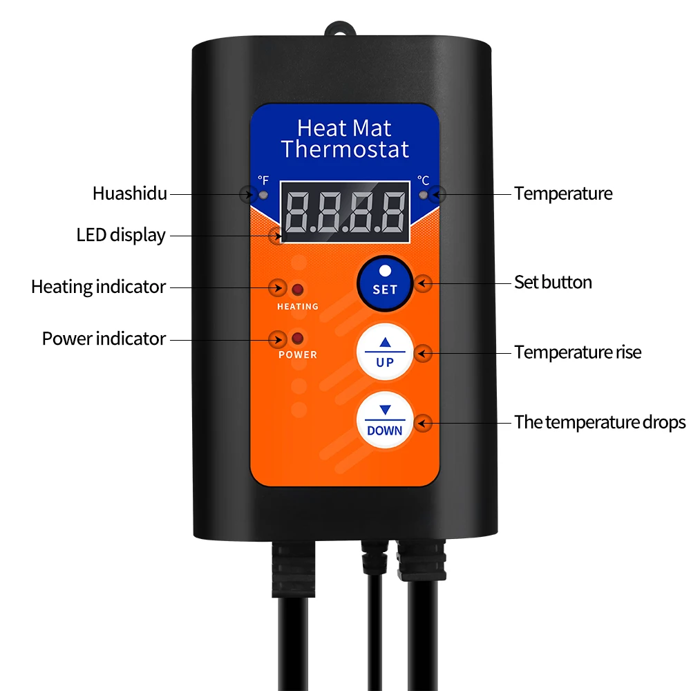 Heat Mat Thermostat 1000W Digital Temperature Controller precise temperature control Hydroponic Plants Seed Germination Reptiles