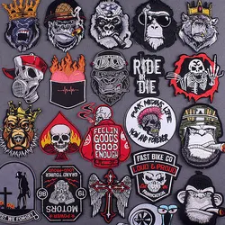 Toppe da motociclista Punk Iron On Patch per abbigliamento toppe termoadesive su giacca strisce di Gorilla fai da te sui vestiti accessorio a strisce